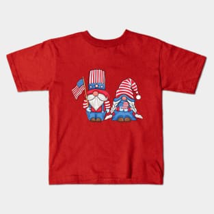 Patriotic gnome 4th of July Gnomes Love USA American Flag Kids T-Shirt